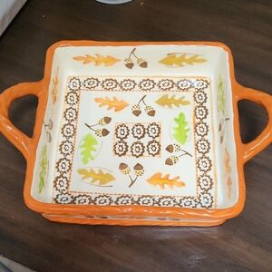 Temp-Tations Orange and Cream Ceramic Baking Dish